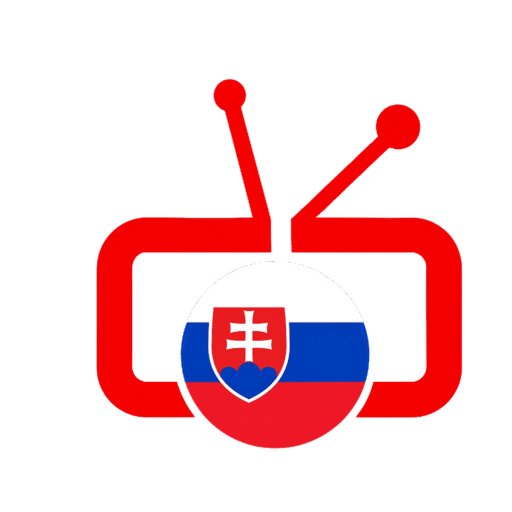 Digitálne logo v štýle televízie s moderným červeným a čiernym dizajnom, ideálne pre služby IPTV Slovensko v roku 2025.